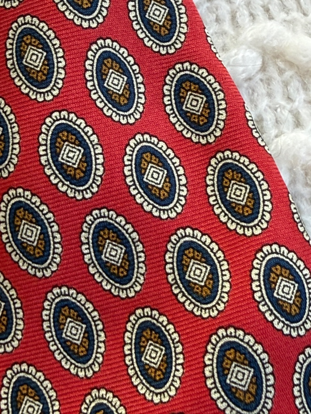 VINTAGE Polo Ralph Lauren Silk Tie Orange Blue USA Hand Made EUC - Picture 5 of 6